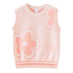 12M-7Y Toddler Girls Round Neck Jacquard Sweater Vest  Girls Clothes  