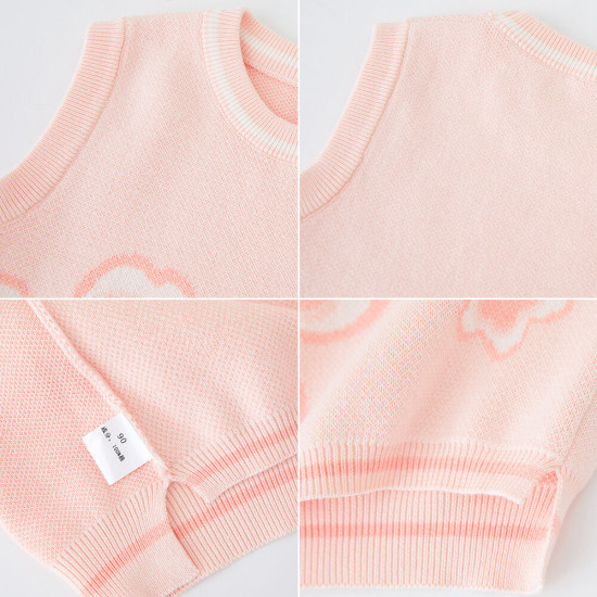 12M-7Y Toddler Girls Round Neck Jacquard Sweater Vest  Girls Clothes  