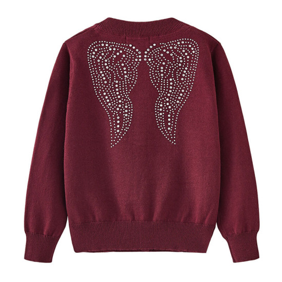 18M-9Y Kids Girls Wings Knitted Cardigan Sweater  Kids Clothes  