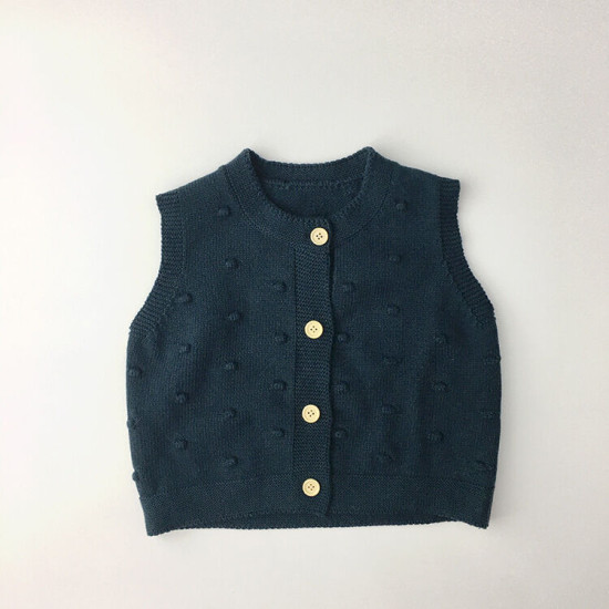 12M-7Y Toddler Sleeveless Solid Color Spotted Sweater Knitted Vest  Toddler Clothing  