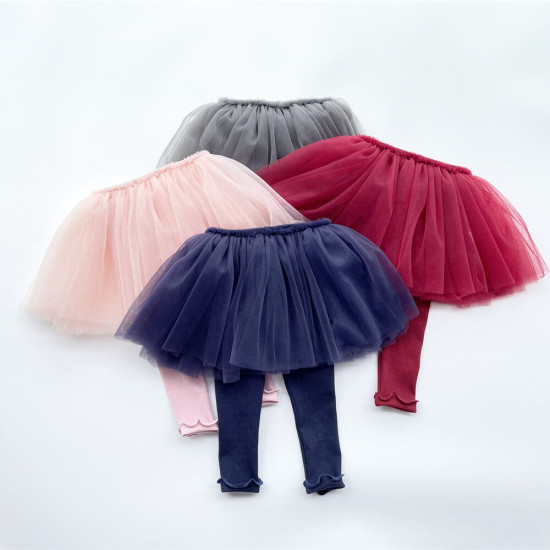 9M-4Y Toddler Girls Solid Mesh Skirt Legging  Girls Clothes  
