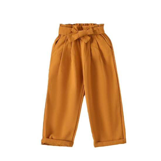 2-7Y Toddler Girls Solid Color Trousers With Belt  Girls Clothes  