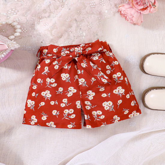 18M-6Y Toddler Girl Floral Print Casual Shorts With Waistband Girl  Boutique Clothing  