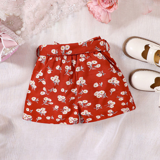 18M-6Y Toddler Girl Floral Print Casual Shorts With Waistband Girl  Boutique Clothing  