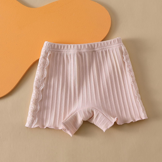 18M-7Y Toddler Girls Lace Trim Pure Color Shorts  Girls Clothes  