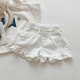 18M-7Y Toddler Girl Solid Color Wood Ear Hem Denim Shorts  Girls Fashion Clothes  