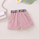 18M-6Y Toddler Girls Summer Pink Casual Shorts With Letter Belt  Girls Clothes  