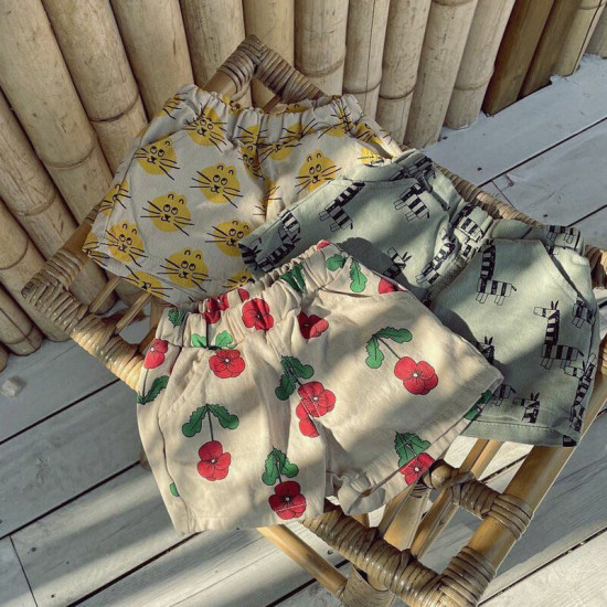 9M-4Y Caroon Flower Animal Print Shorts  Kids Boutique Clothing  