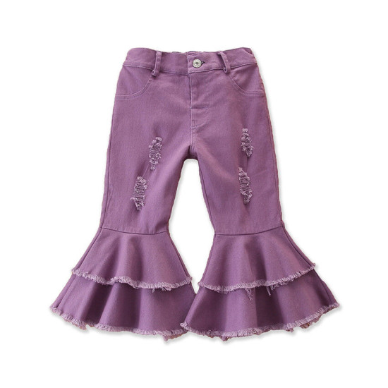 18M-6Y All-Matched Denim Flares Trousers Set  Kids Boutique Clothing  