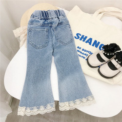 9M-6Y Toddler Girls Lace Hem Bell Bottom Jeans  Girls Fashion Clothes  