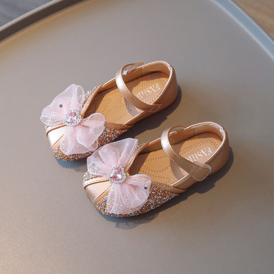 Rhinestones Love Heart Bow Princess Shoes For Kids Girls  Accessories Vendors  