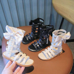 Kids Girls Cutout Bow Open-Toe High-Top Roman Sandals  Kids Shoes  