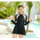5-9Y Striped Long Sleeve Black Zipper Swimwear Swimsuit Dress  Kids Boutique Clothing  