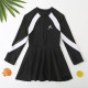 5-9Y Striped Long Sleeve Black Zipper Swimwear Swimsuit Dress  Kids Boutique Clothing  