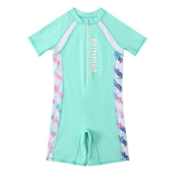 5-9Y Letter Print Short Sleeve Striped Swimwear Swimsuit Jumpsuit  Kids Boutique Clothing  