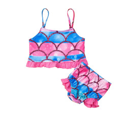 18M-6Y Toddler Girls Mermaid Swimsuit Two-Piece Camisole Top Shorts  Girls Clothes  