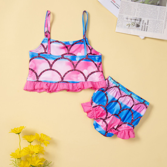 18M-6Y Toddler Girls Mermaid Swimsuit Two-Piece Camisole Top Shorts  Girls Clothes  