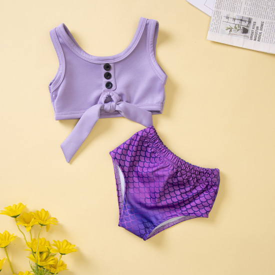 18M-6Y Toddler Girls Beach Fish Scale Two-Piece Swimsuit  Girls Clothes  
