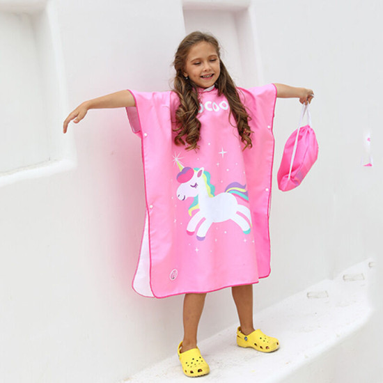Toddler Kids Beachwear Microfiber Children's Quick-Drying Bathrobe Children's Hooded Bath Towel Swimming Wear  