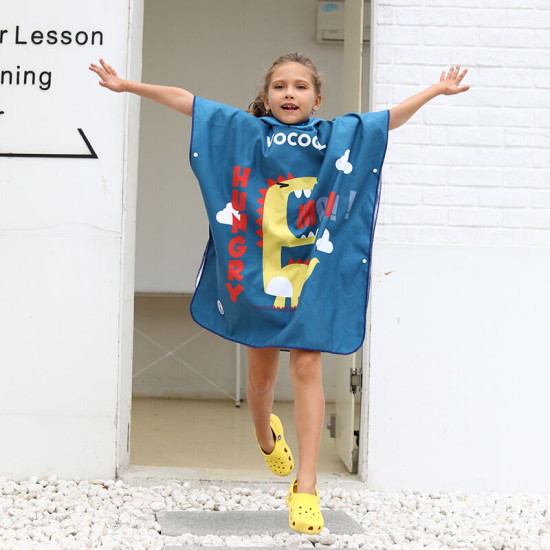 Toddler Kids Beachwear Microfiber Children's Quick-Drying Bathrobe Children's Hooded Bath Towel Swimming Wear  