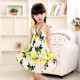 2-10Y Kid Girls Rainbow Flower Print Smocked Cami Dresses For Girls With Necklace  