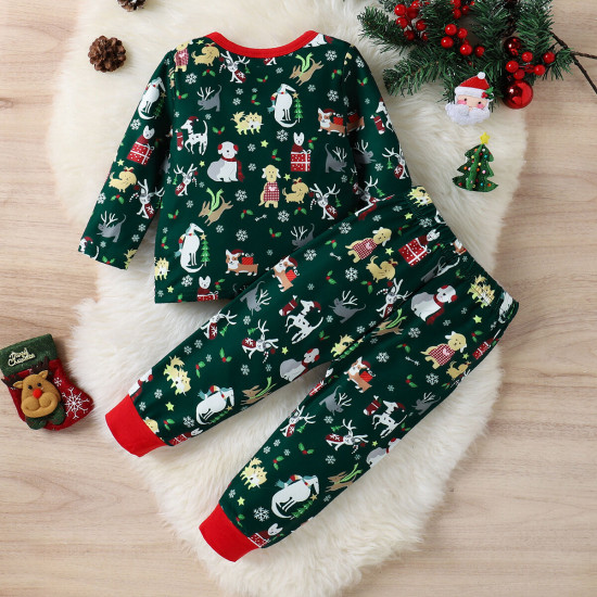 9M-4Y Toddler Christmas Loungewear Sets Pullover And Pants  Toddler Clothing  