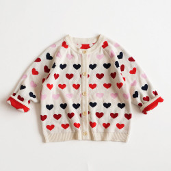 18M-6Y Toddler Girls Love Heart Sweater Knit Cardigan  Girls Clothes  