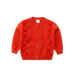 18M-6Y Toddler Girls Red Fur Ball Sweater Cardigan Girl  Boutique Clothing  