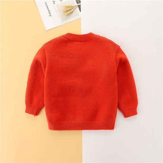 18M-6Y Toddler Girls Red Fur Ball Sweater Cardigan Girl  Boutique Clothing  