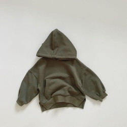 9M-6Y Toddler Solid Color Fleece Hooded Sweatshirt  Toddler Clothes  