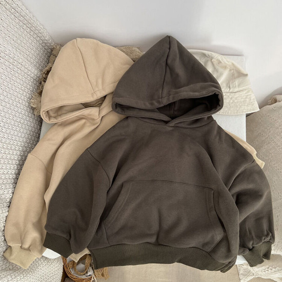 9M-6Y Toddler Solid Color Fleece Hooded Sweatshirt  Toddler Clothes  