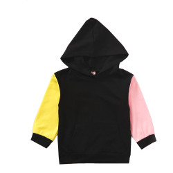 18M-6Y Toddler Grils Long Sleeve Colorblock Hooded Casual Sweatshirt  Girls Clothes  