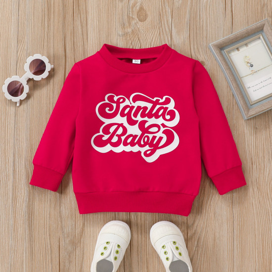 9M-4Y Letter Print Red Warm Pullover Tops Hoodie Baby  Clothing  