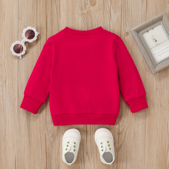 9M-4Y Letter Print Red Warm Pullover Tops Hoodie Baby  Clothing  