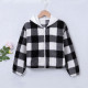 4-12Y Kid Unisex Hooded Plaid Fleece Casual Cardigan Hooded Jacket Kids  Clothing  