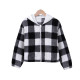 4-12Y Kid Unisex Hooded Plaid Fleece Casual Cardigan Hooded Jacket Kids  Clothing  
