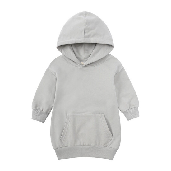 18M-5Y Girls Solid Color Long Sleeve Hooded Sweatshirt Dresses Toddler Girl  Clothing  
