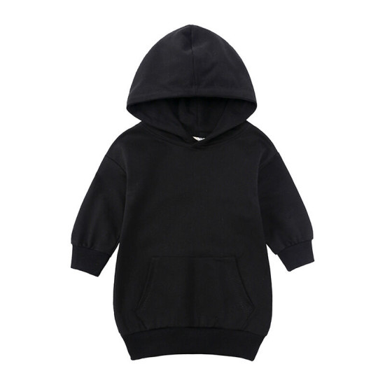 18M-5Y Girls Solid Color Long Sleeve Hooded Sweatshirt Dresses Toddler Girl  Clothing  