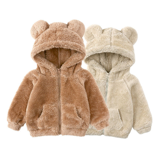 9M-6Y Toddler Lamb Fleece Zip-Up Hooded Thick Coat  Toddler Boutique Clothing  
