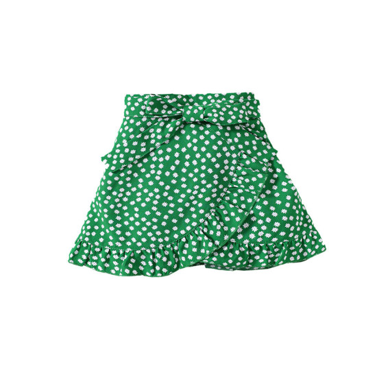 18M-6Y Toddler Girls Floral Ruffle Trim Skirts With Belt  Girls Clothes  