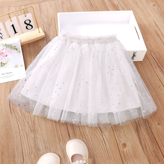 18M-6Y Toddler Girls Summer Star Mesh Bow Skirt  Girls Fashion Clothes  