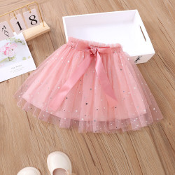18M-6Y Toddler Girls Summer Star Mesh Bow Skirt  Girls Fashion Clothes  