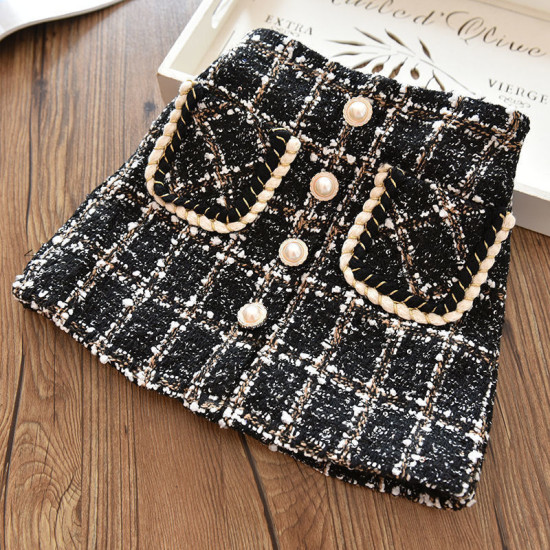 2-7Y Toddler Girls Button Plaid Skirts Girl  Boutique Clothing  