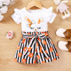18M-6Y Toddler Girls Cartoon Bunny Print Striped Shorts Sets  Girls Clothes  