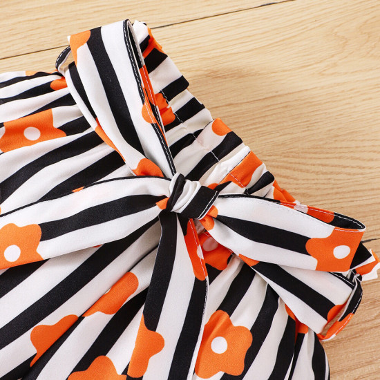 18M-6Y Toddler Girls Cartoon Bunny Print Striped Shorts Sets  Girls Clothes  