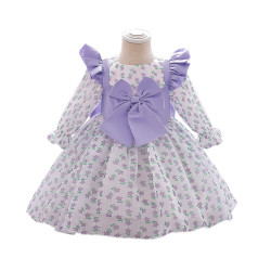 12M-3Y Baby Girls Floral Bow Flutter Sleeve Dresses  Baby Clothes  