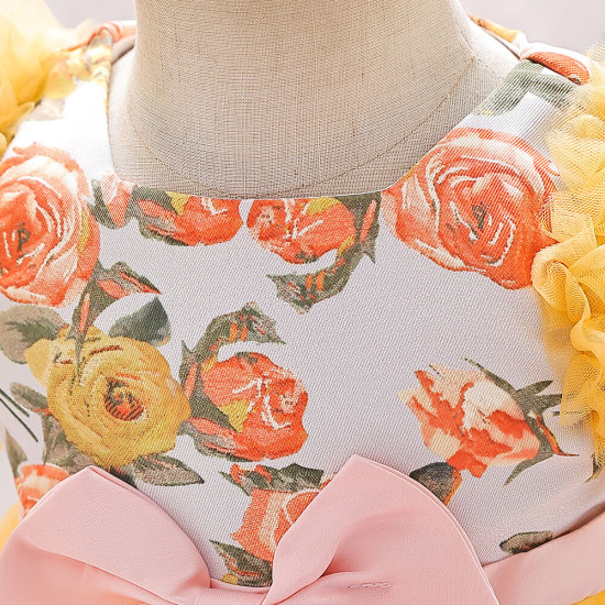 12M-3Y Toddler Girls Bow Stitching Mesh Princess Dresses  Girls Clothes  