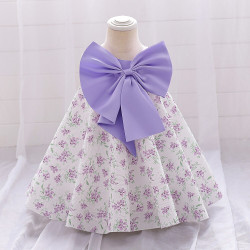 12M-3Y Toddler Girls Floral Big Bow Princess Dress  Girls Clothes  