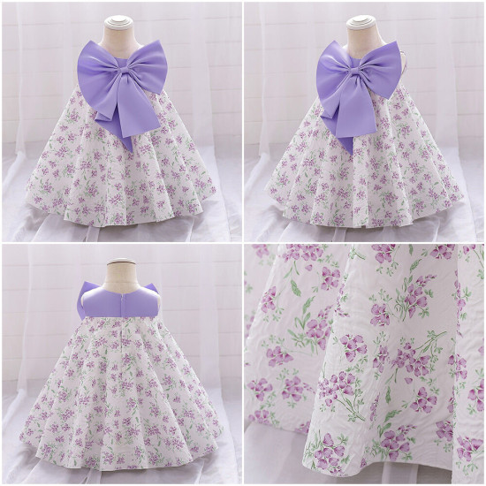 12M-3Y Toddler Girls Floral Big Bow Princess Dress  Girls Clothes  