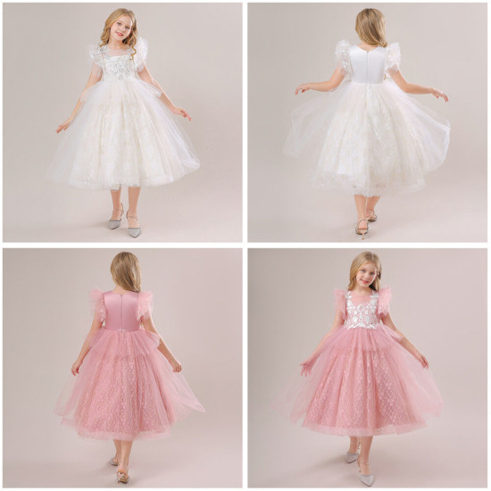 4-10Y Kids Girls Party Lace Mesh Princess Dresses  Clothing Kidswear  